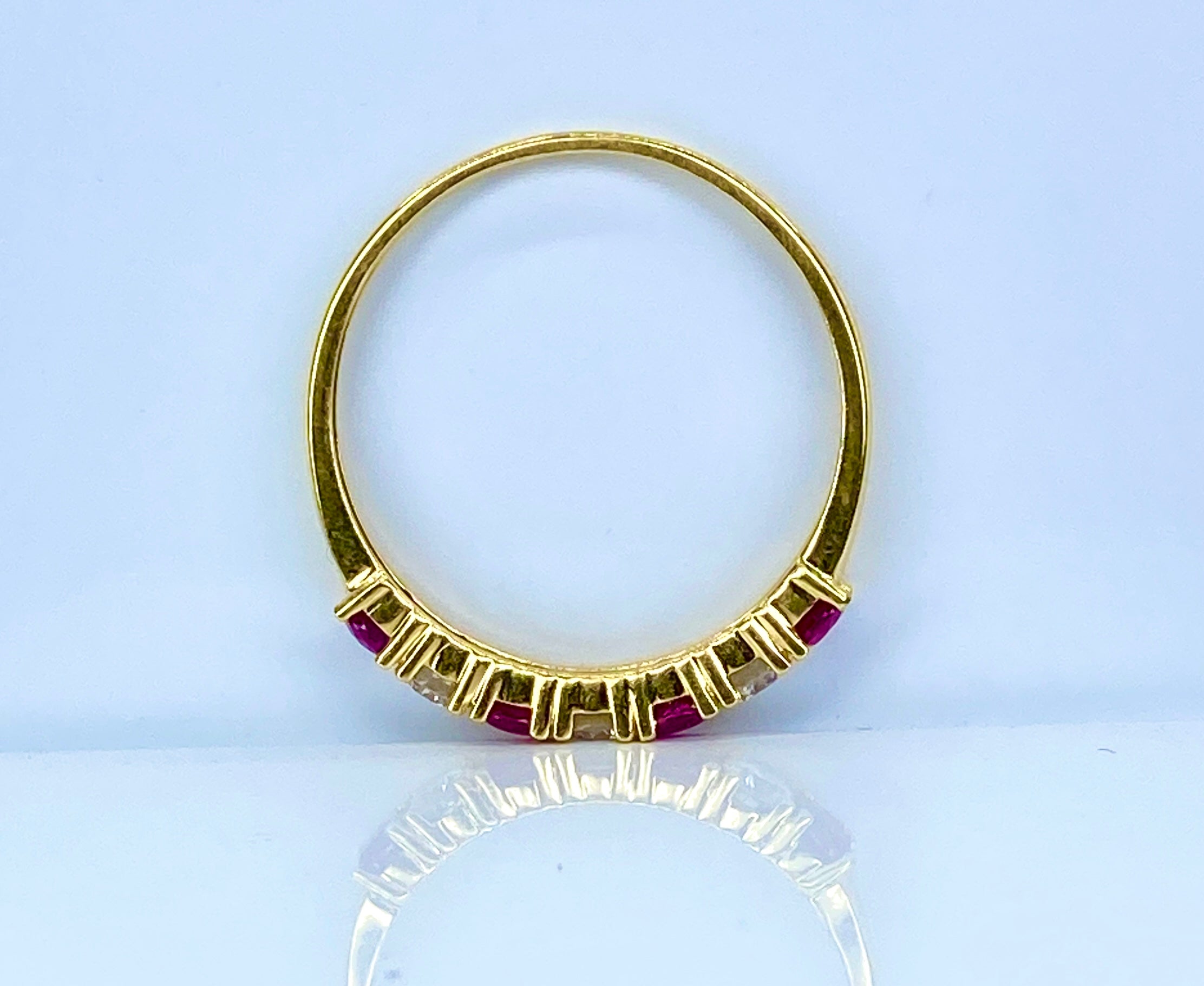 Yellow Gold Wedding Band with Rubies and Diamonds