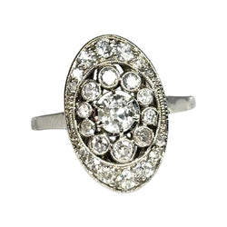 Vintage white gold ring with diamonds, 0.50 ct