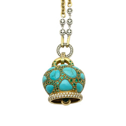 CHANTECLER Pendant Necklace in white gold, yellow gold, tsavorites, turquoise, and diamonds