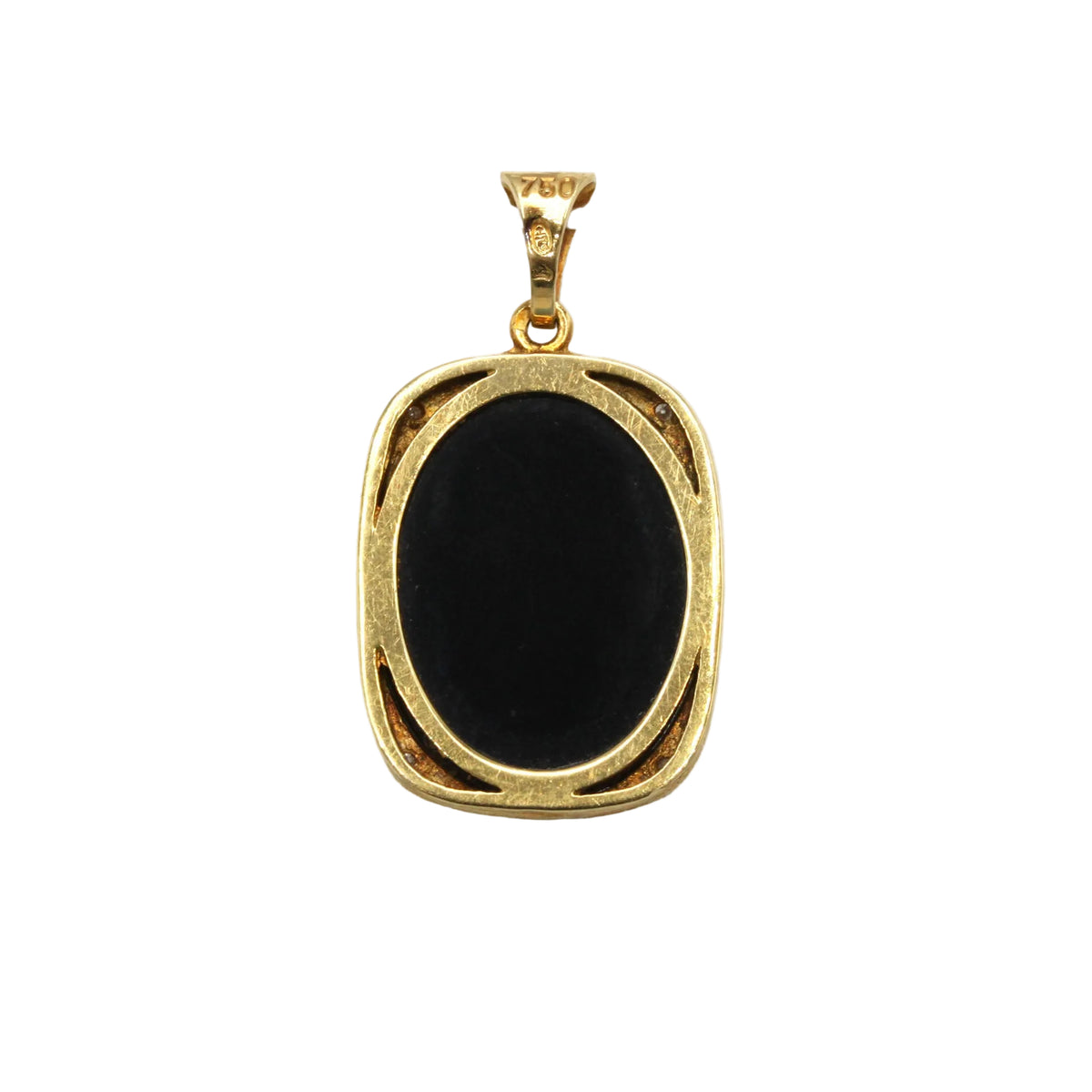 Yellow gold, Onyx, and Diamond pendant