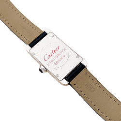 Montre Cartier, "Tank Américaine", acier, cuir.