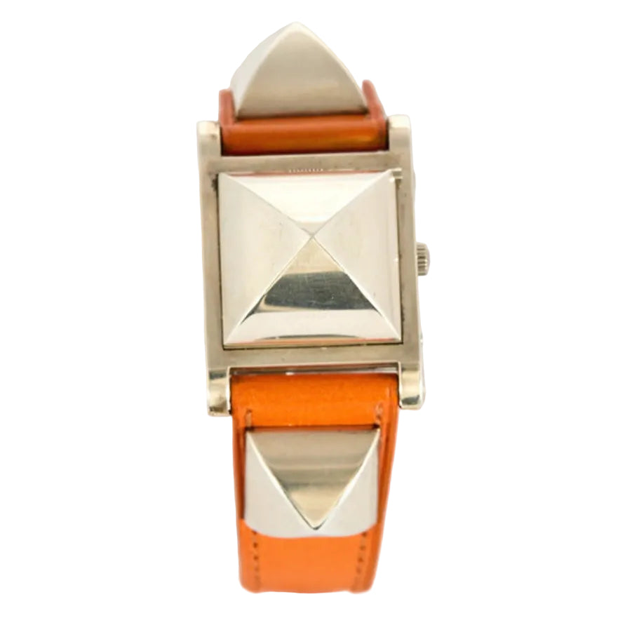 Watch Hermès "Medor" - Orange leather and silver