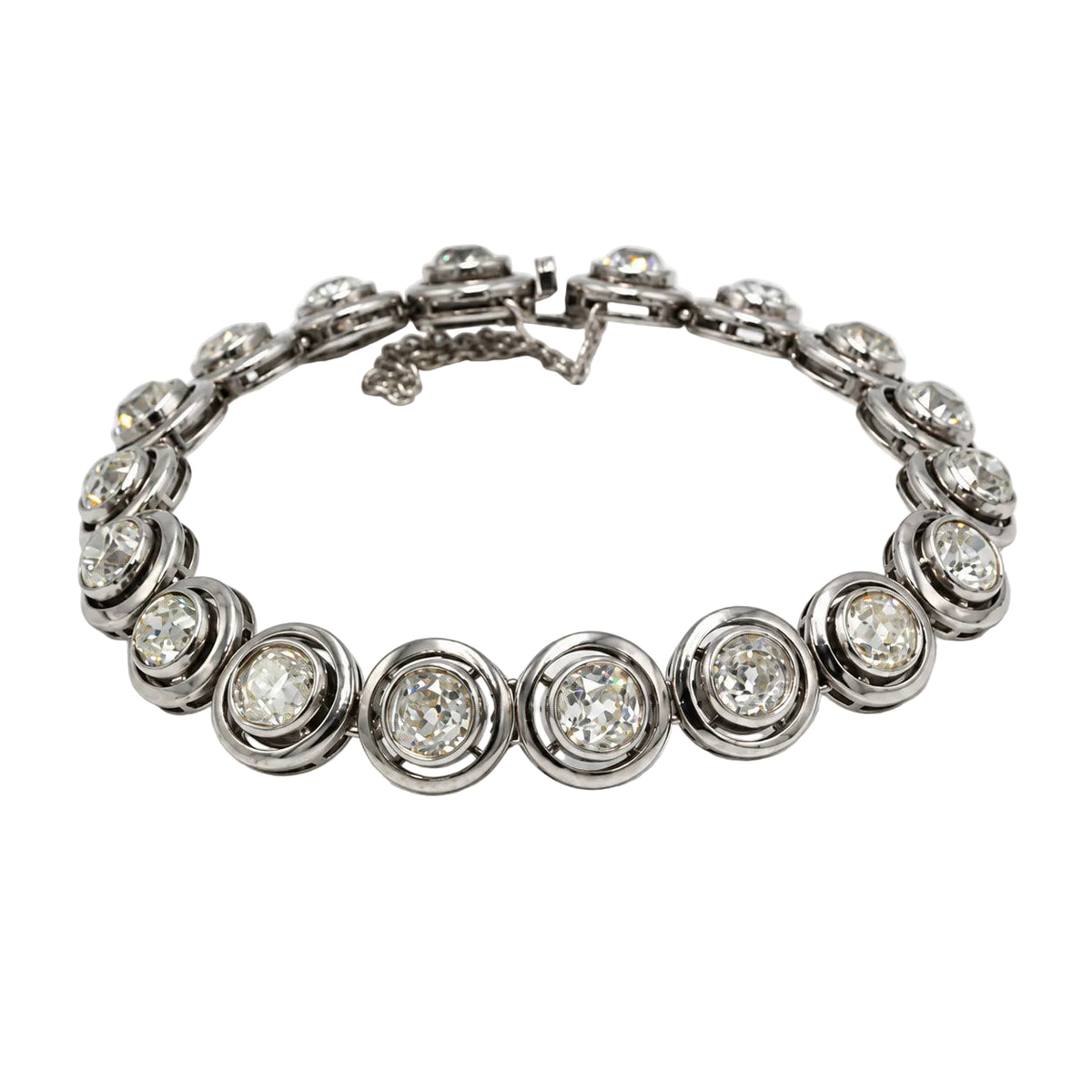 White gold, silver, and diamond bracelet