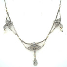 Edwardian Diamond Natural Pearls Necklace in Platinum - Castafiore