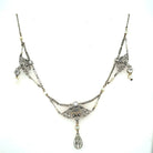 Edwardian Diamond Natural Pearls Necklace in Platinum - Castafiore