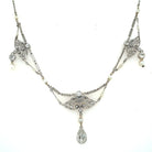 Edwardian Diamond Natural Pearls Necklace in Platinum - Castafiore