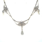 Edwardian Diamond Natural Pearls Necklace in Platinum - Castafiore