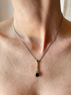 Edwardian Sapphire Diamond Gold Necklace Pendant - Castafiore