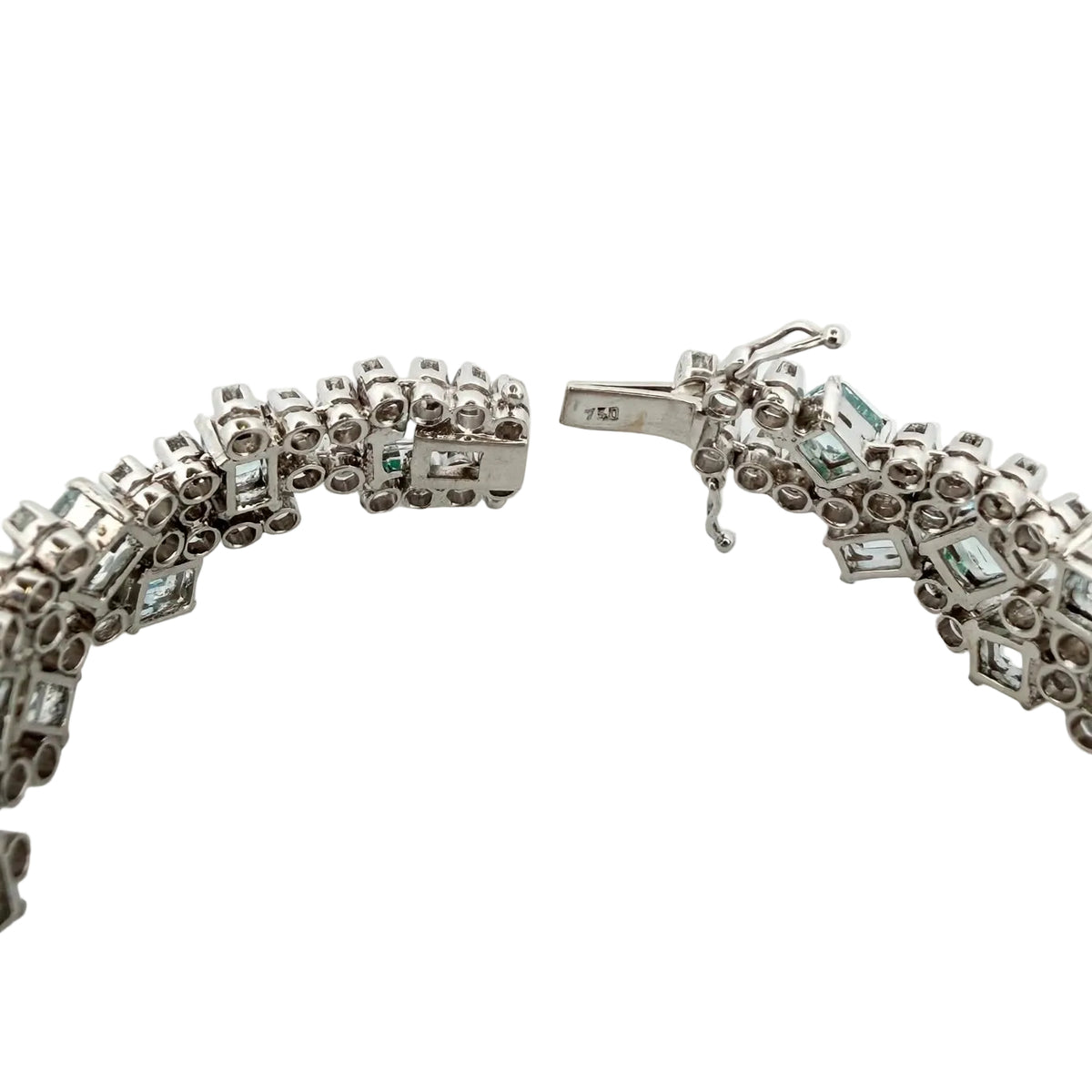 White gold bracelet with aquamarines and diamonds