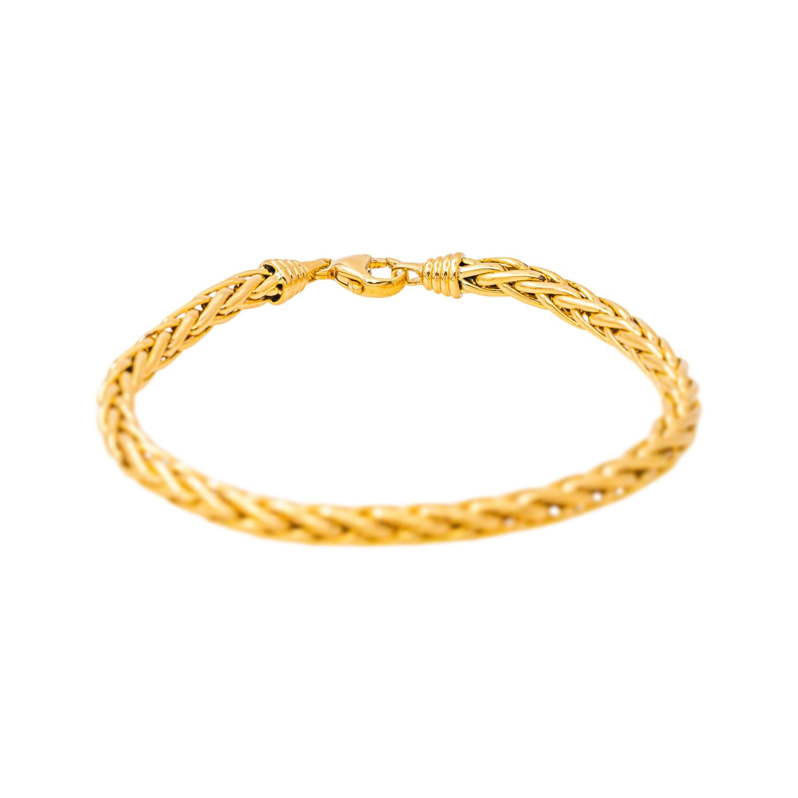 Yellow Gold Palm Leaf Link Bracelet