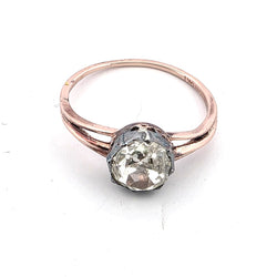 Bague Solitaire en or rose, argent et diamant