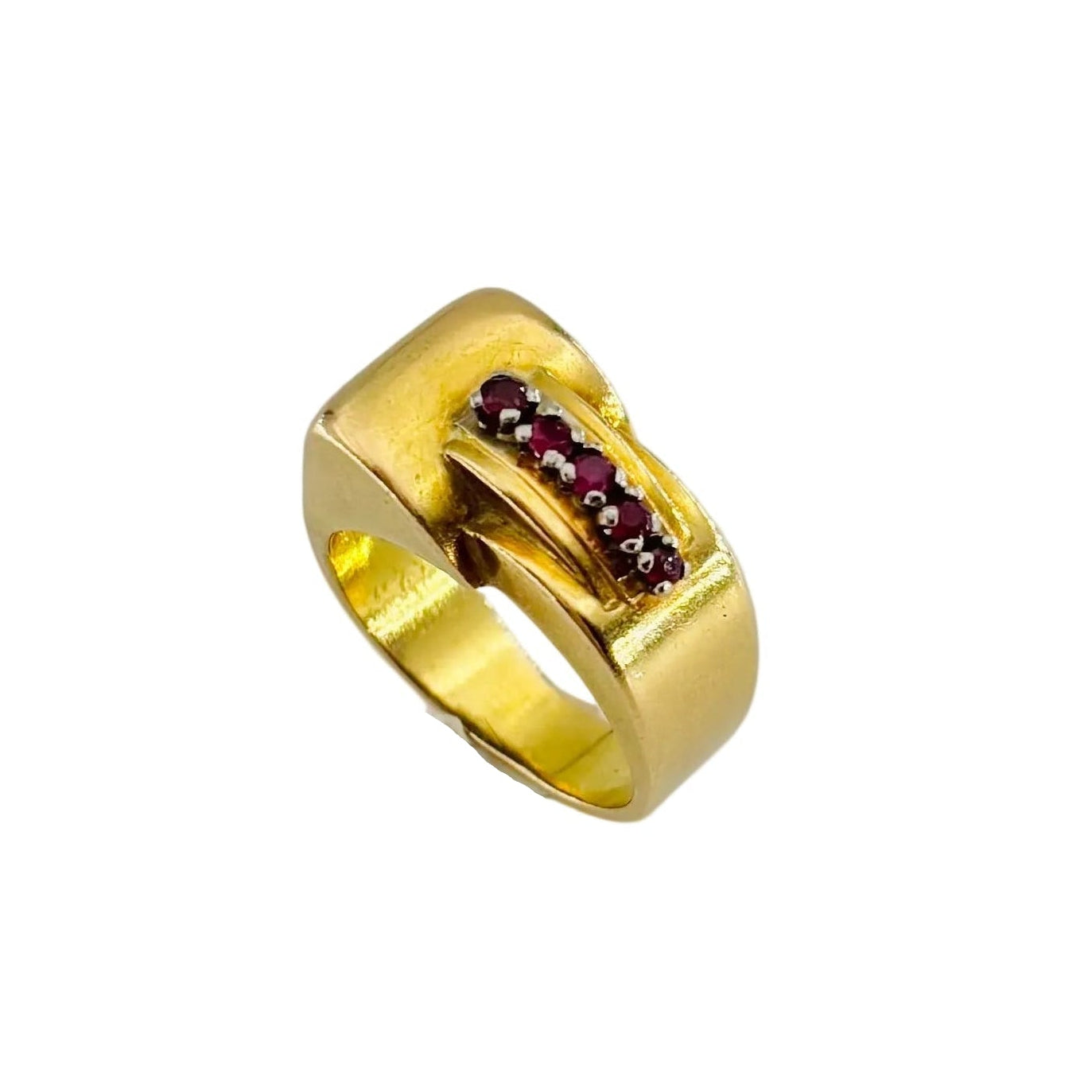 Yellow Gold and Ruby Tank Ring