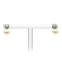 White Gold Earrings with Pearls and Diamonds