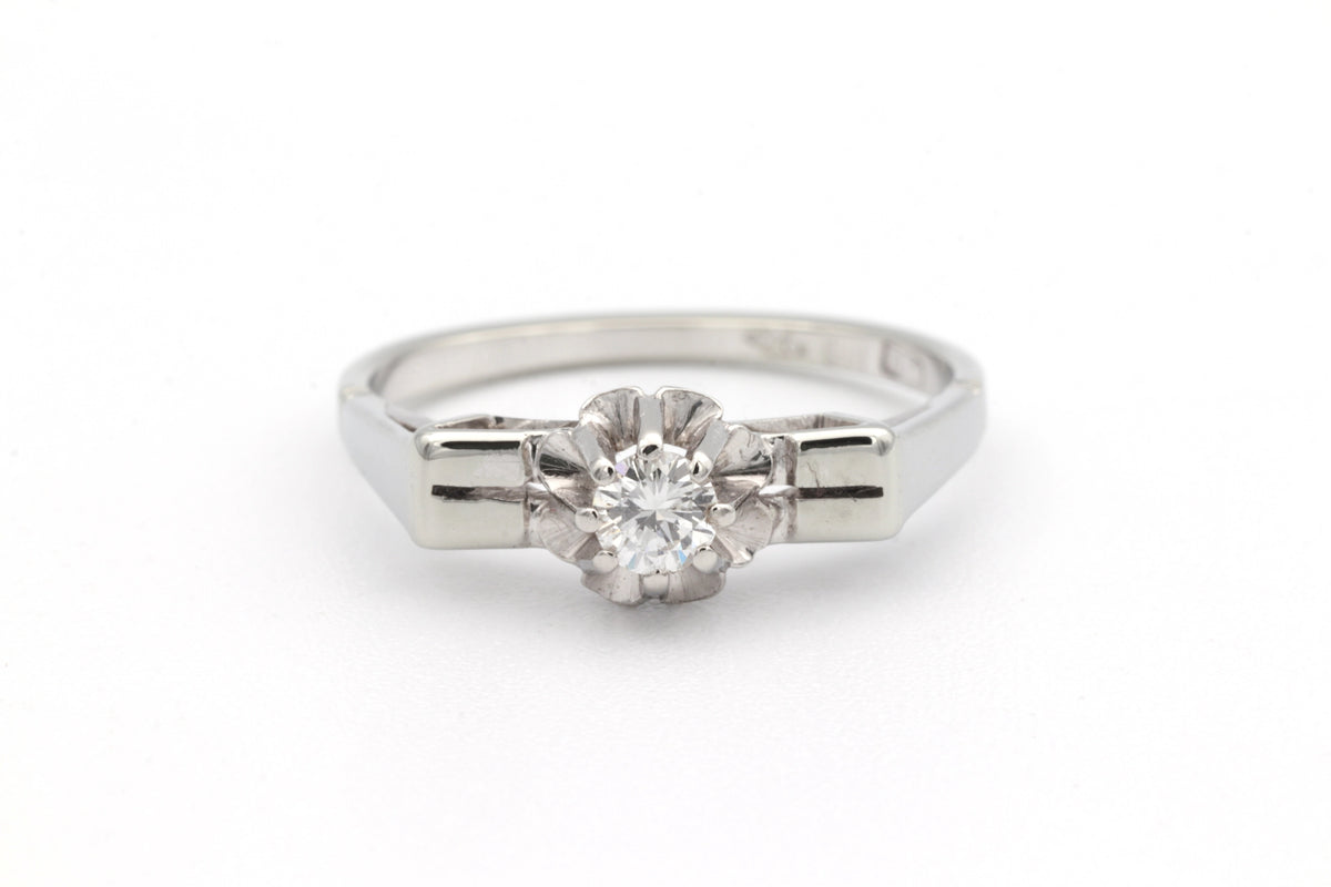 Bague Solitaire en or blanc et diamant