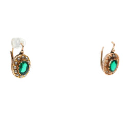 Yellow Gold Lever-back Earrings with Pearls and Crystal