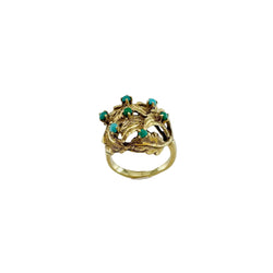 Dome Ring in Yellow Gold and Turquoise
