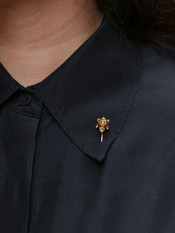 Épingle à cravate tête de félin or jaune diamant taille ancienne - Castafiore