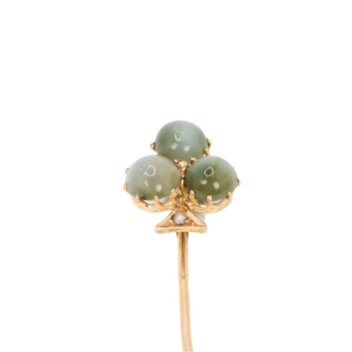 Épingle à cravate TRÈFLE Oeil de chat en or jaune - Castafiore