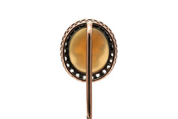 Epingle en or jaune, argent, agate et diamants - Castafiore