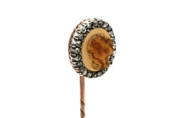 Epingle en or jaune, argent, agate et diamants - Castafiore