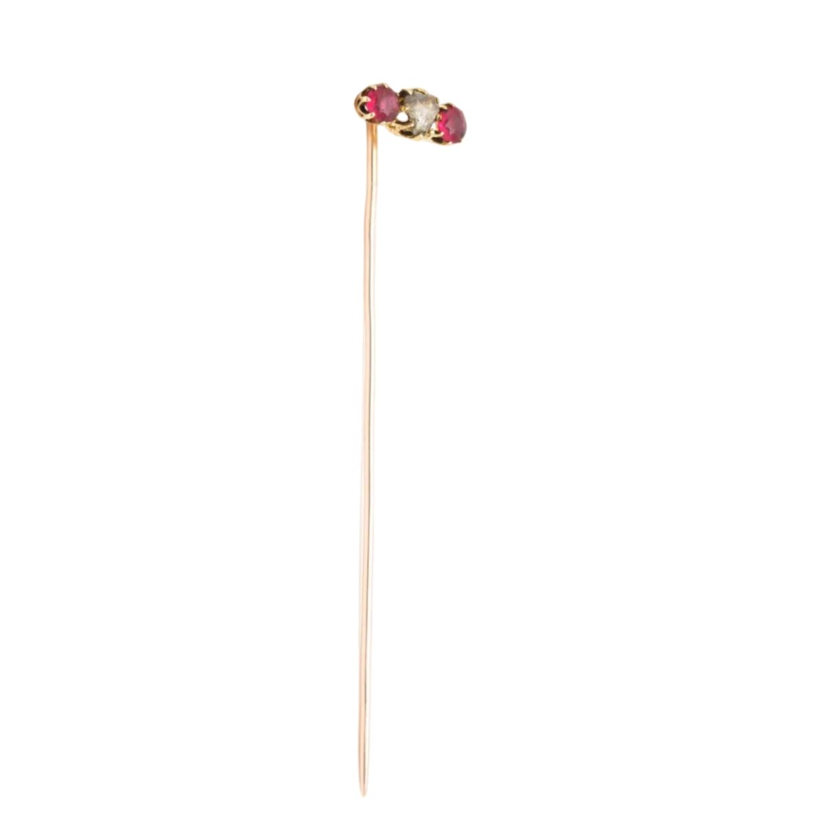 Epingle en or jaune, rubis et diamant - Castafiore