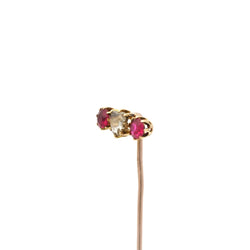 Epingle en or jaune, rubis et diamant - Castafiore