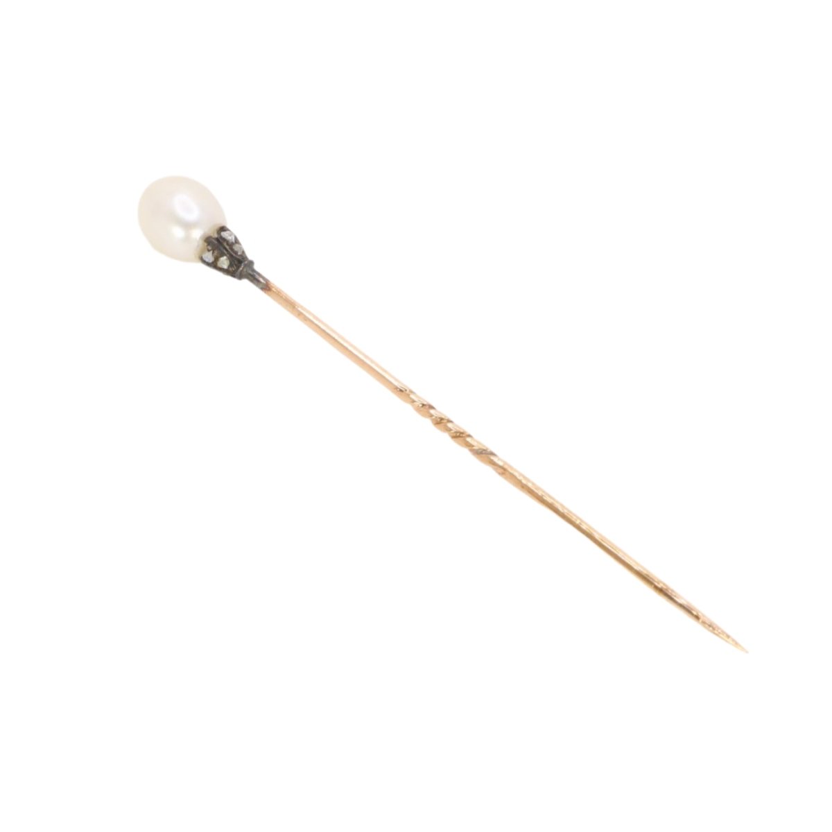 Epingle or jaune perle fine diamants - Castafiore