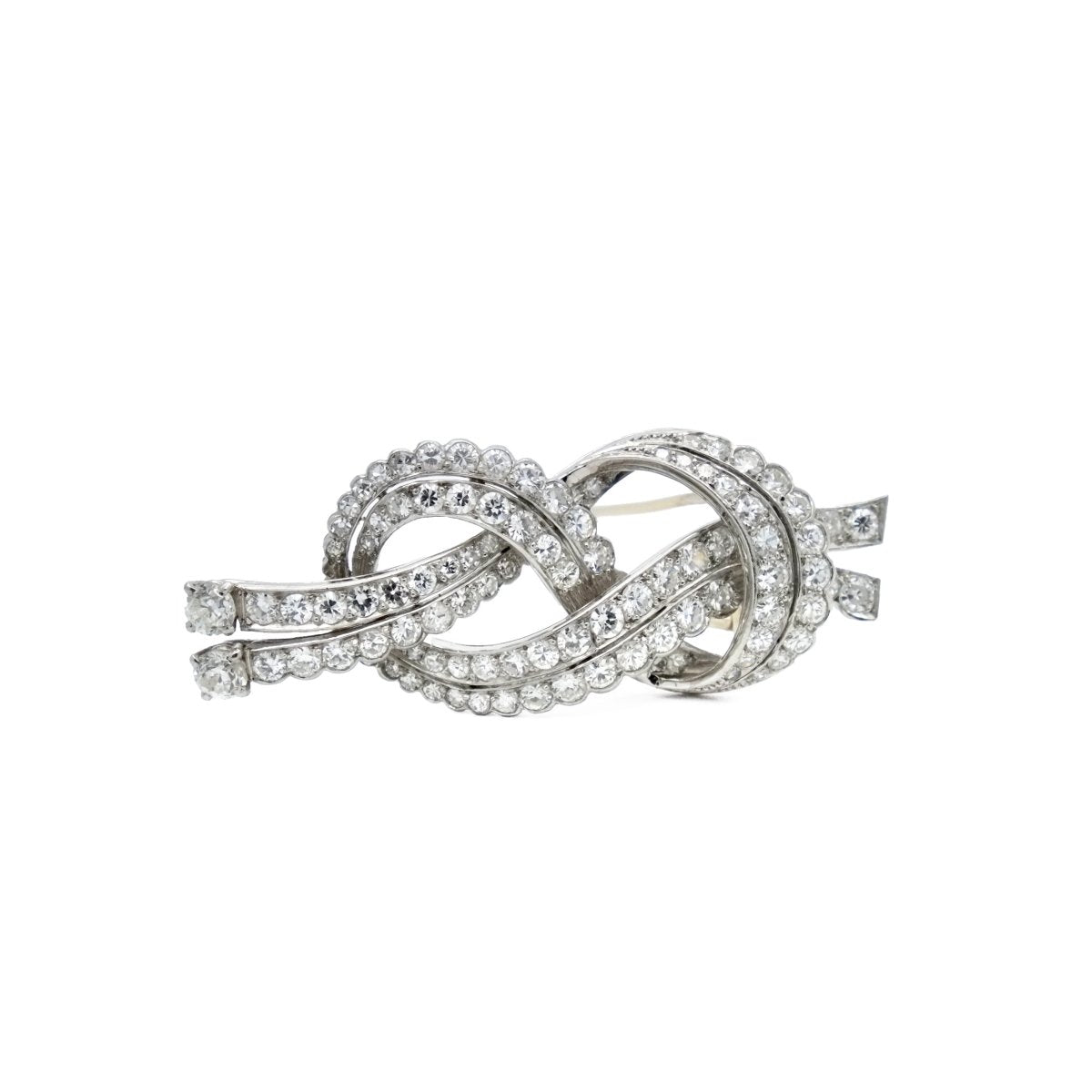 Épingles noeud en or gris et platine et diamant - Castafiore