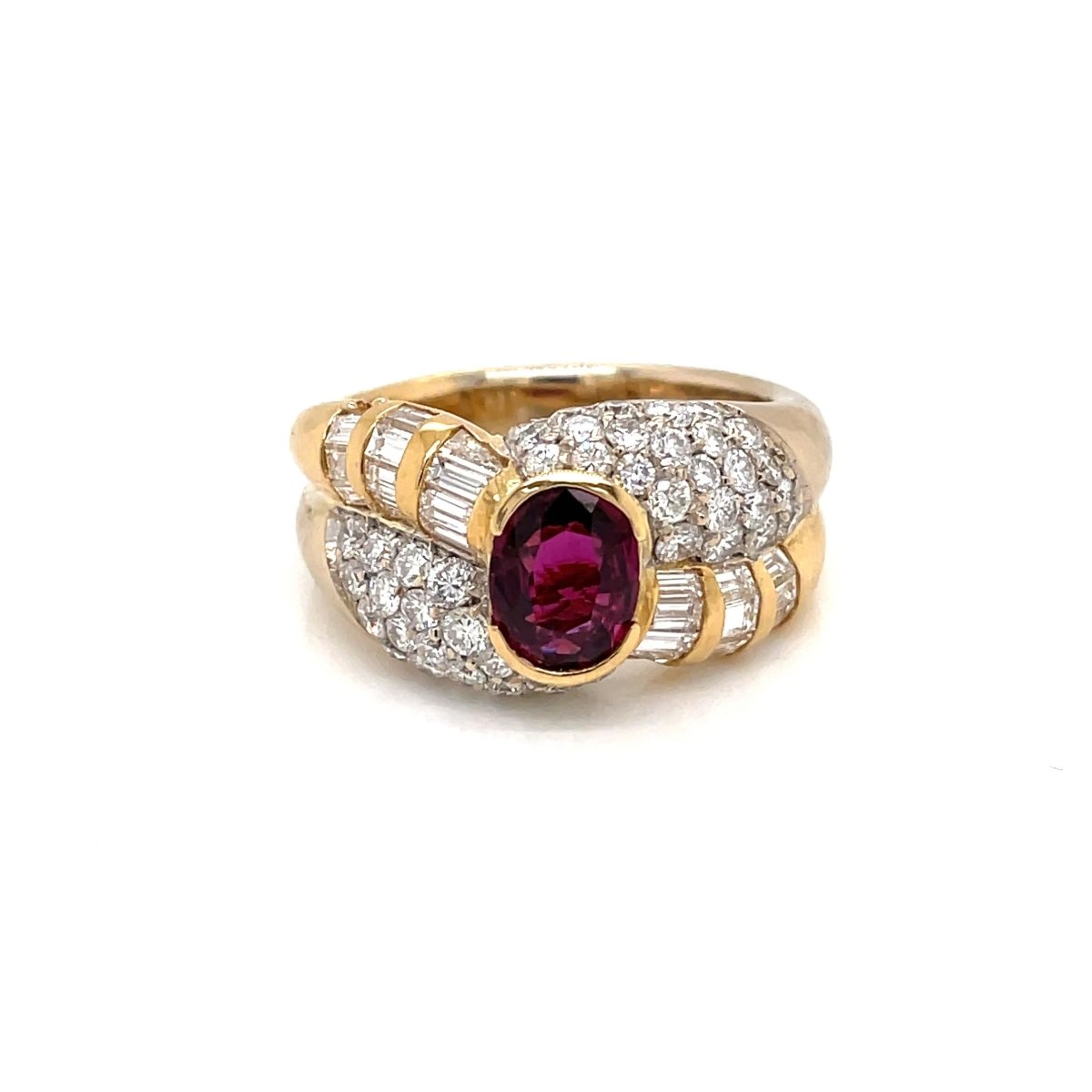 Estate 2 Carat Ruby Diamond Cocktail Ring - Castafiore