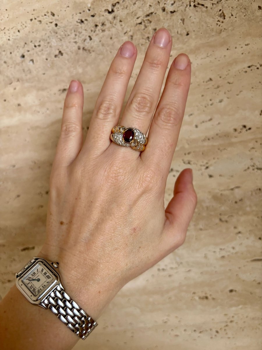 Estate 2 Carat Ruby Diamond Cocktail Ring - Castafiore