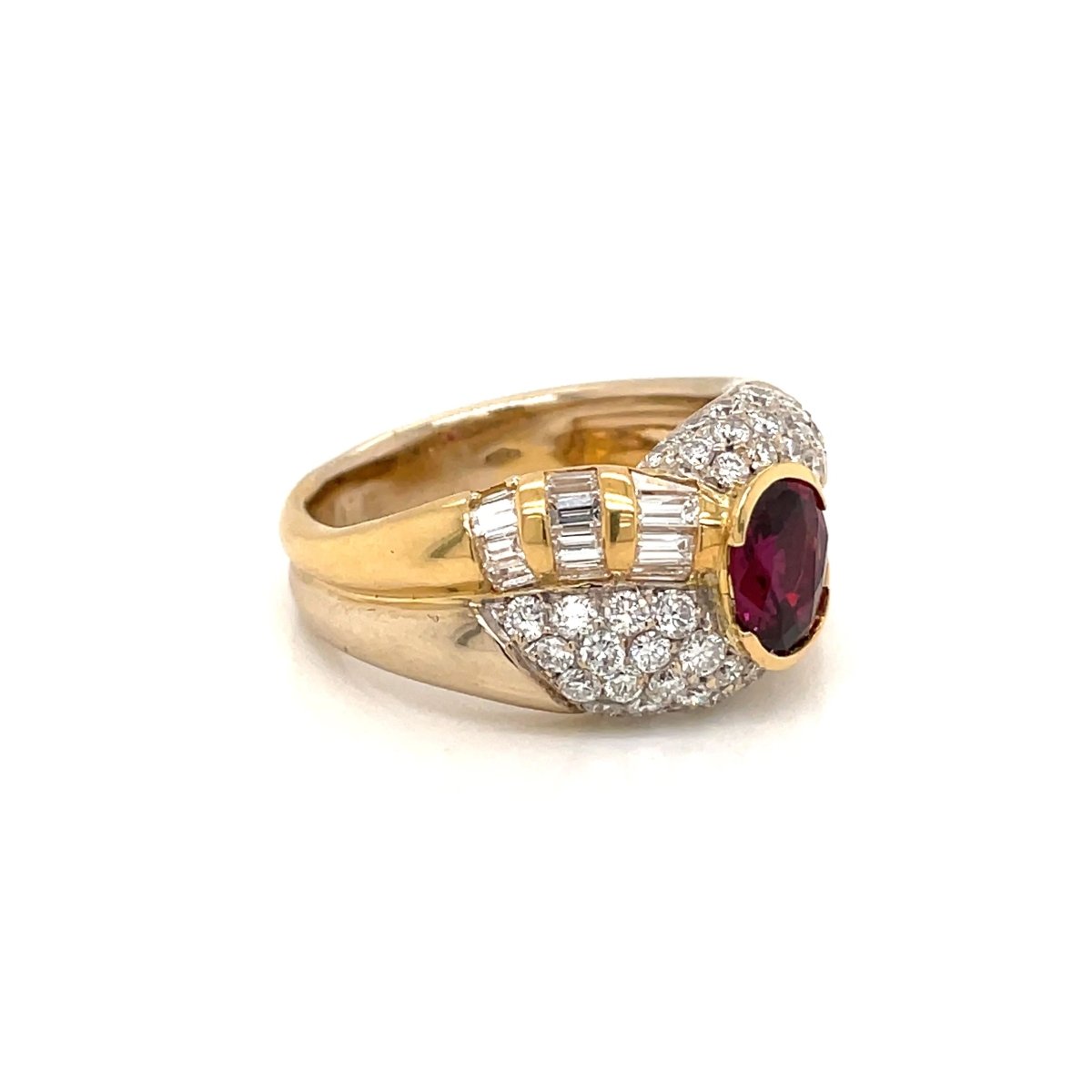 Estate 2 Carat Ruby Diamond Cocktail Ring - Castafiore