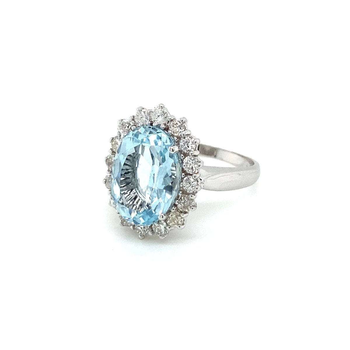 Estate 5 Carat Aquamarine Diamond Cluster Ring - Castafiore