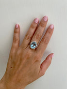 Estate 5 Carat Aquamarine Diamond Cluster Ring - Castafiore