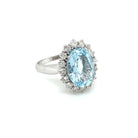 Estate 5 Carat Aquamarine Diamond Cluster Ring - Castafiore