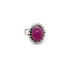 Estate 8.50 Carat Natural Ruby Cabochon Diamond Ring - Castafiore