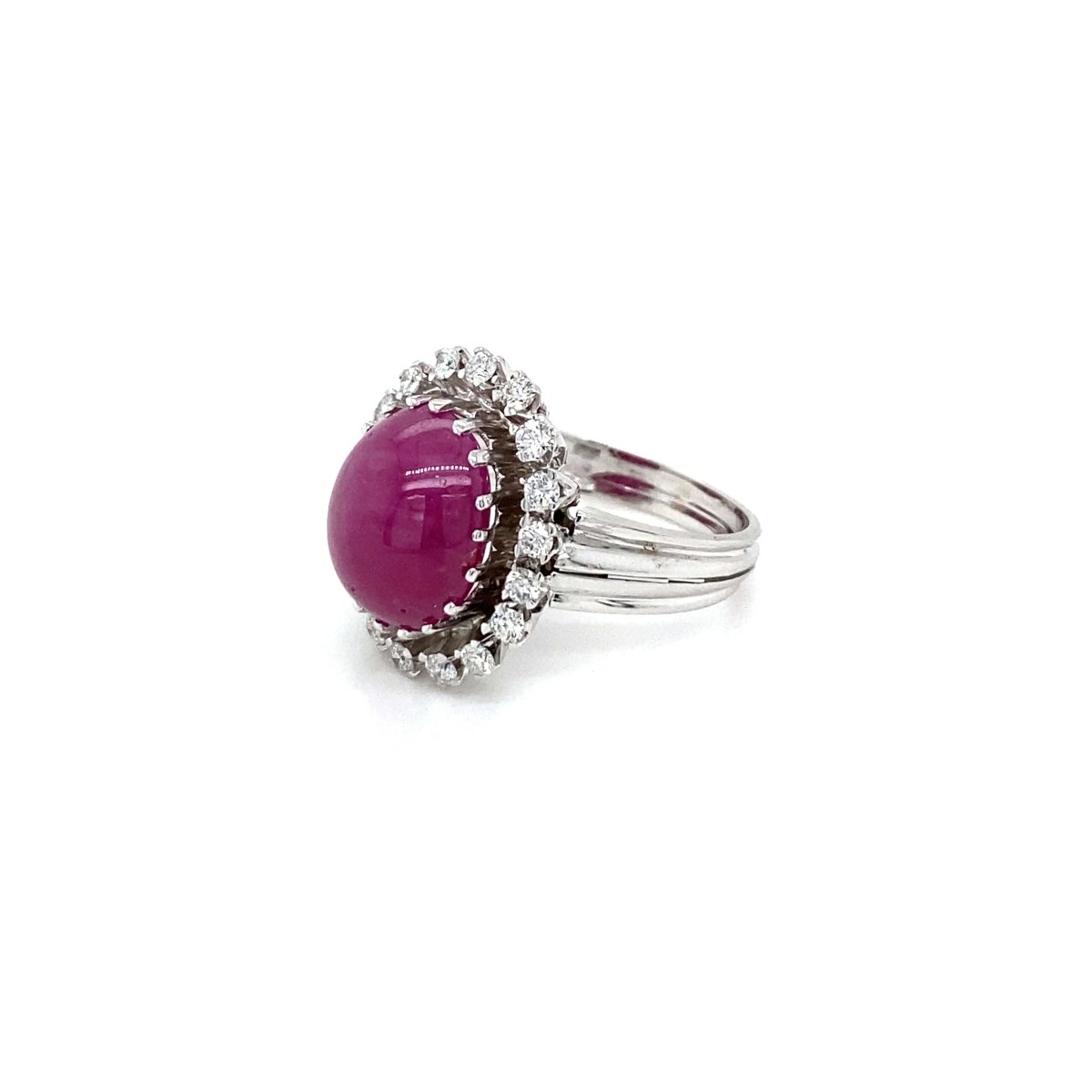 Estate 8.50 Carat Natural Ruby Cabochon Diamond Ring - Castafiore