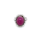 Estate 8.50 Carat Natural Ruby Cabochon Diamond Ring - Castafiore