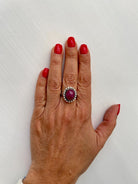 Estate 8.50 Carat Natural Ruby Cabochon Diamond Ring - Castafiore