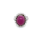 Estate 8.50 Carat Natural Ruby Cabochon Diamond Ring - Castafiore