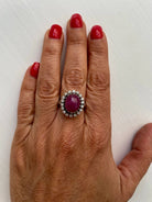 Estate 8.50 Carat Natural Ruby Cabochon Diamond Ring - Castafiore