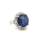 Estate Certified 20 Carat Star Sapphire Diamond Platinum Ring - Castafiore