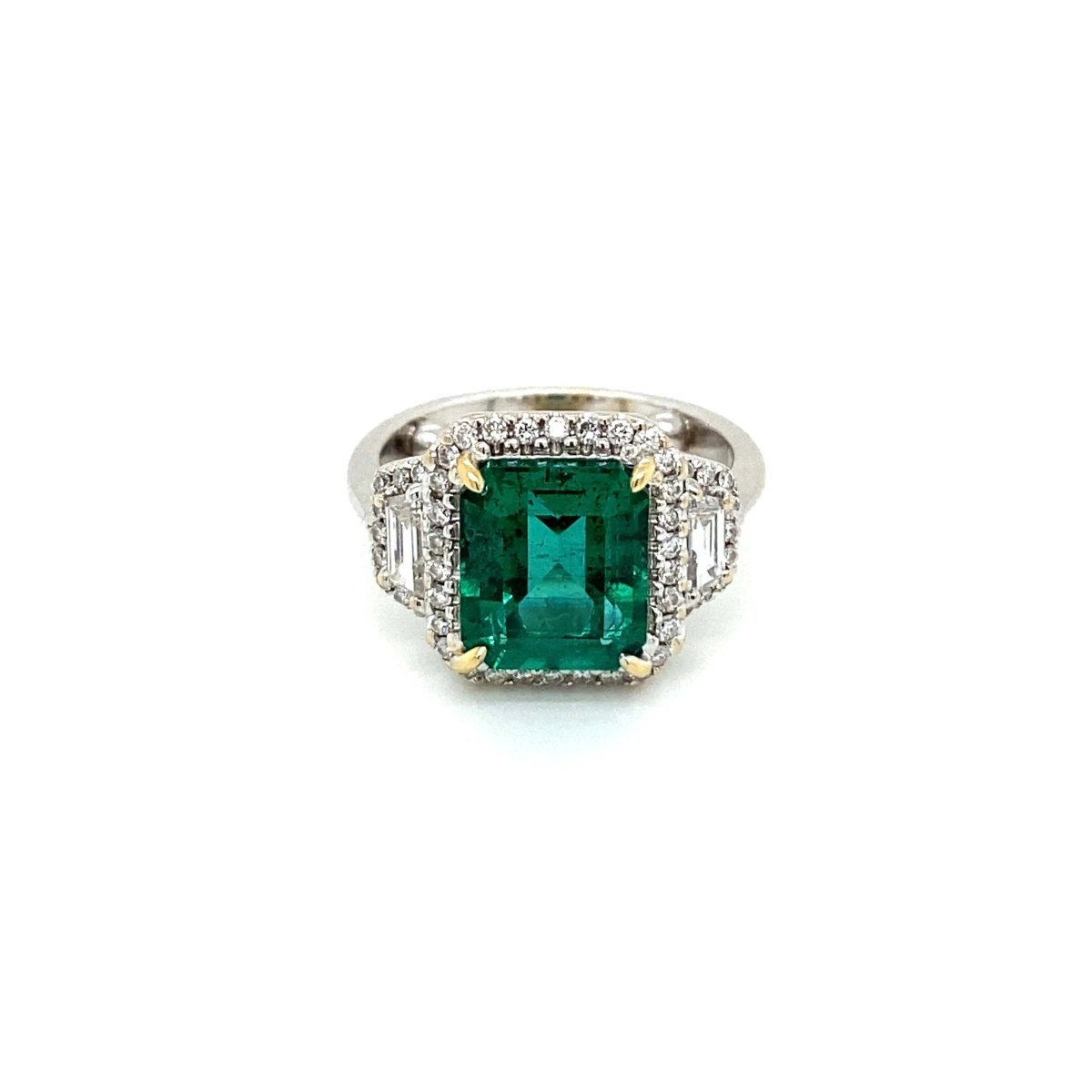 Estate Certified 3,33 Carat Natural Emerald Diamonds Gold Ring - Castafiore
