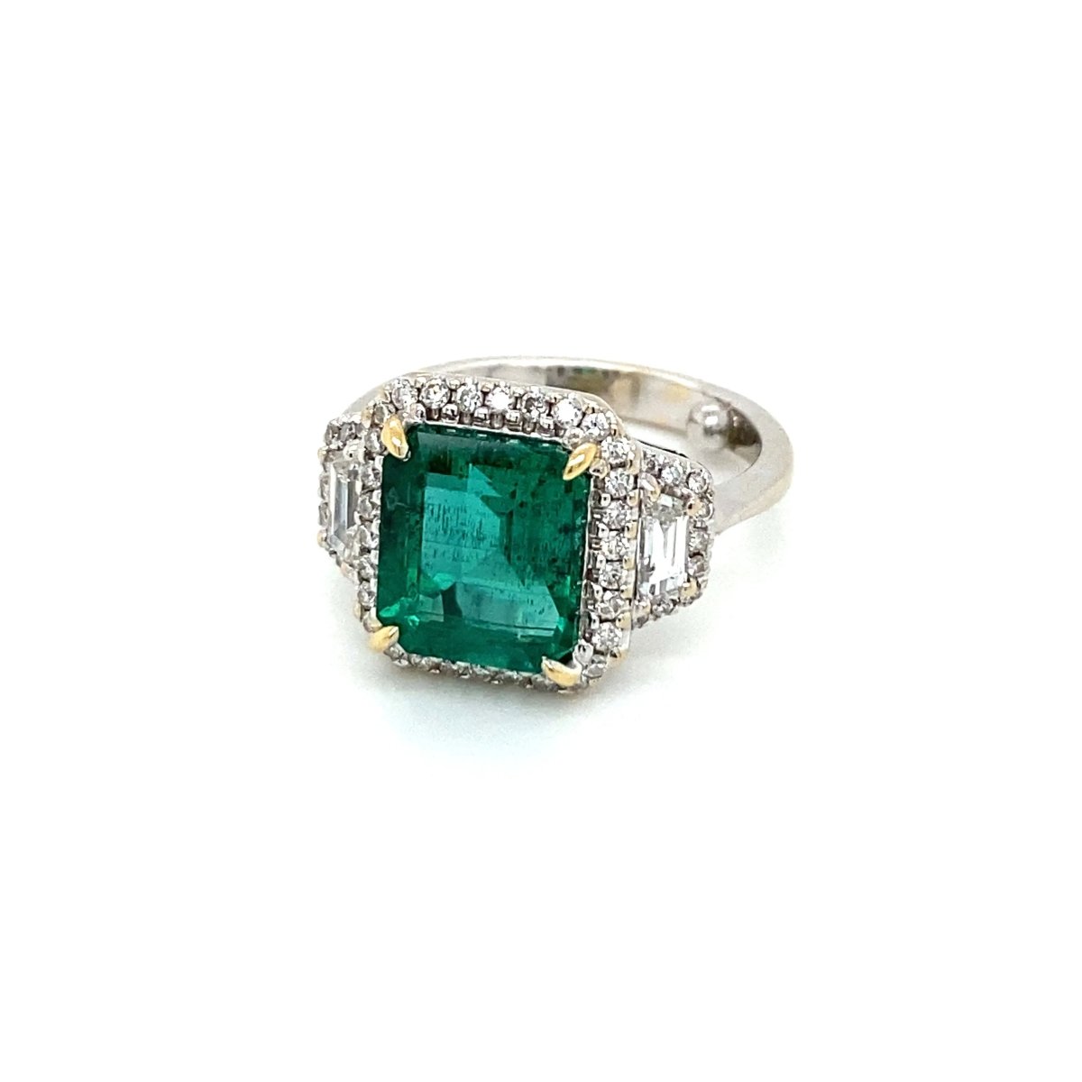 Estate Certified 3,33 Carat Natural Emerald Diamonds Gold Ring - Castafiore