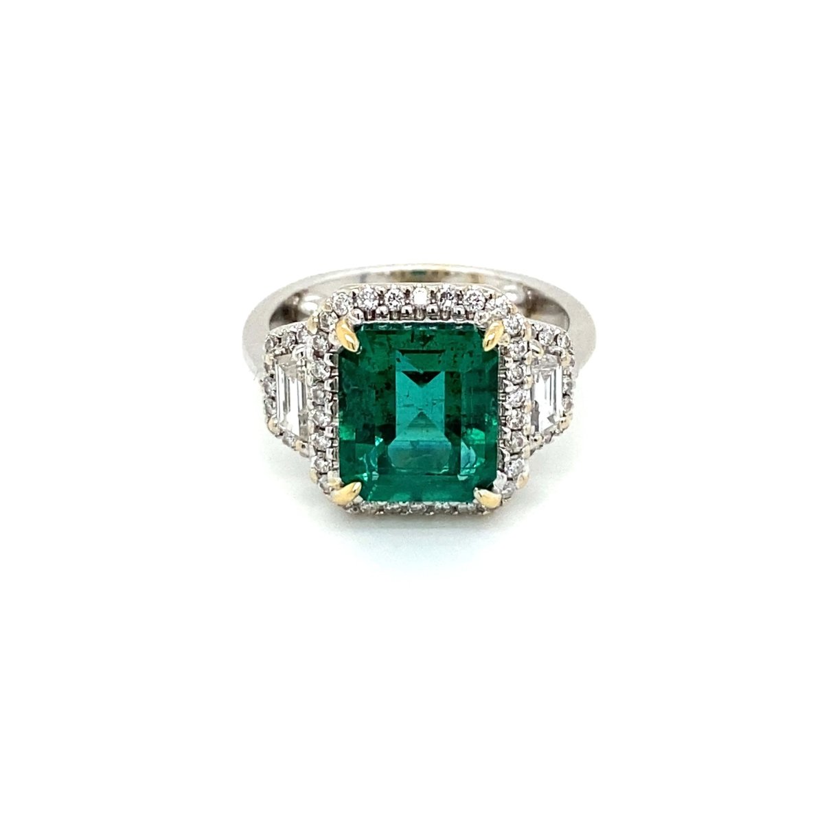 Estate Certified 3,33 Carat Natural Emerald Diamonds Gold Ring - Castafiore