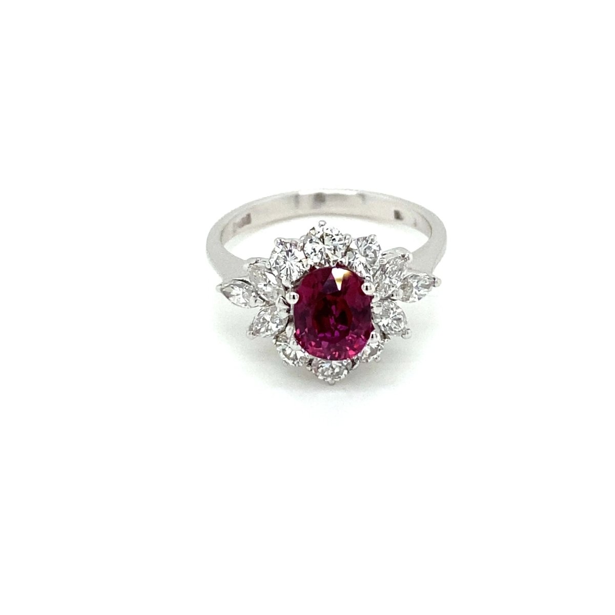 Estate Certified Unheated Ruby Diamond Ring - Castafiore