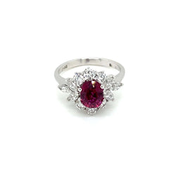 Estate Certified Unheated Ruby Diamond Ring - Castafiore