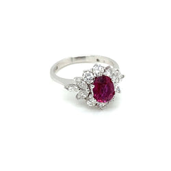 Estate Certified Unheated Ruby Diamond Ring - Castafiore