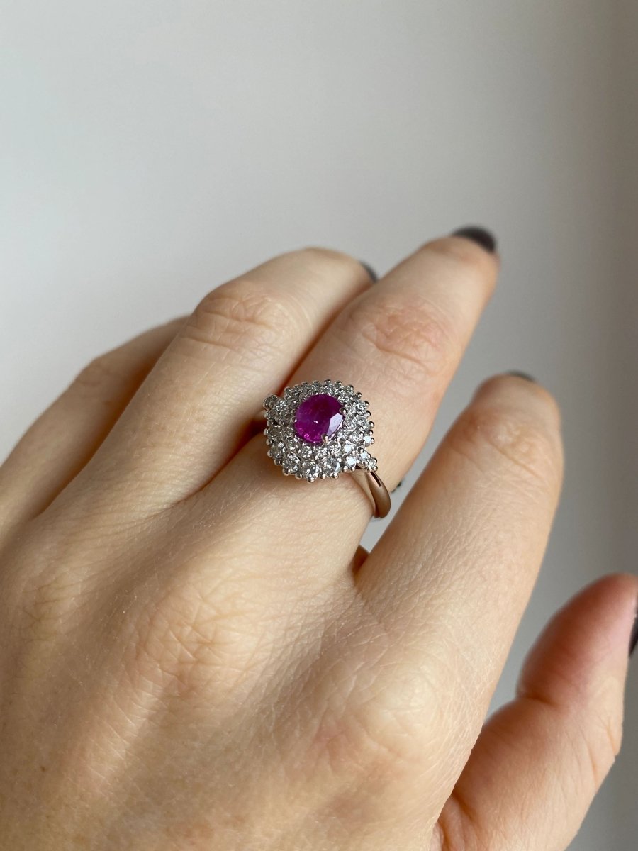 Estate Italian Ruby Diamond Engagement Ring - Castafiore