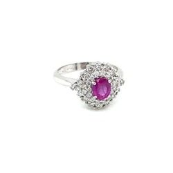 Estate Italian Ruby Diamond Engagement Ring - Castafiore