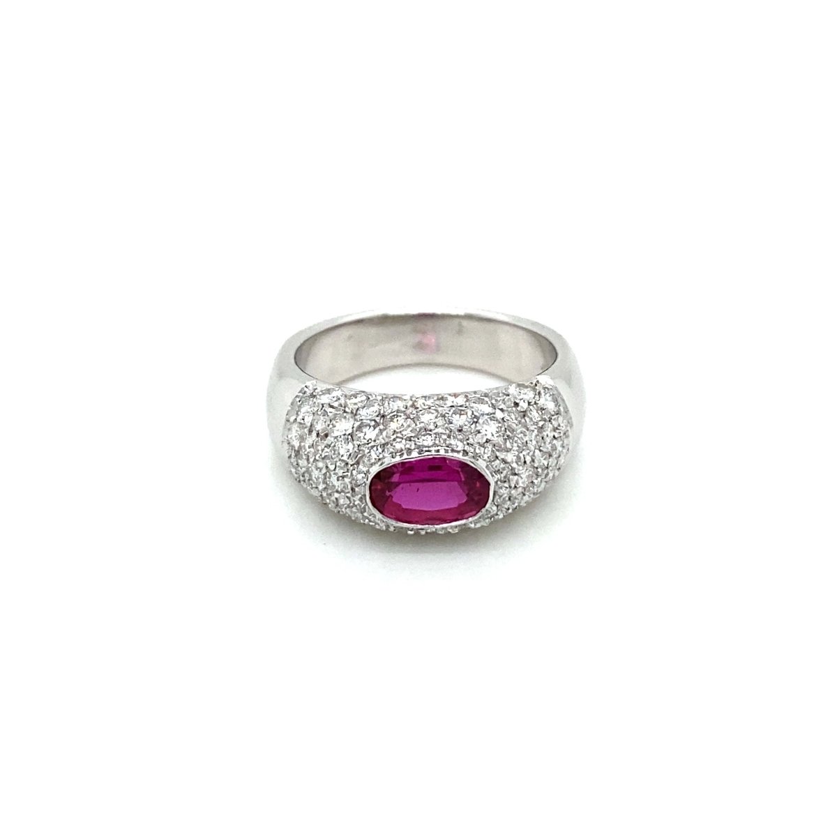 Estate Ruby Diamond Pavé Gold Band Ring - Castafiore